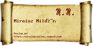 Mireisz Milán névjegykártya